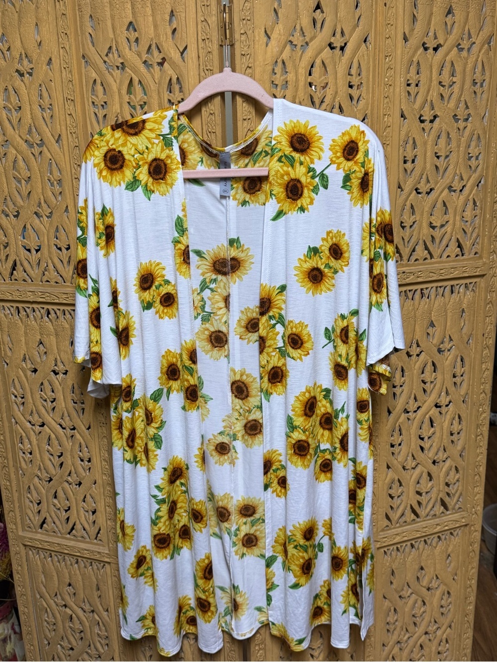 Honey me Curvy Bold Sunflower Print Kimono Swim Cover. Beach Vacation Boho